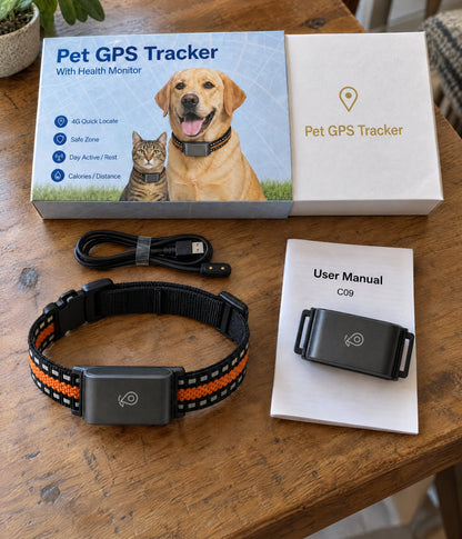 4G GPS Pet Tracker with Safe Zone Alerts & Health Monitoring