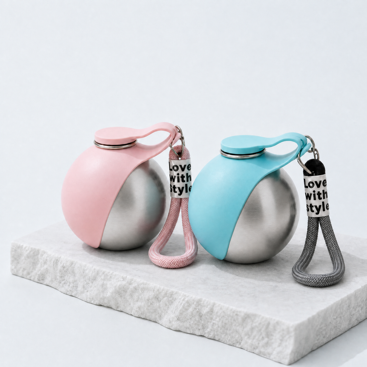 FlipBowl Stainless Steel Pet Water Bottle with Foldable Bowl.